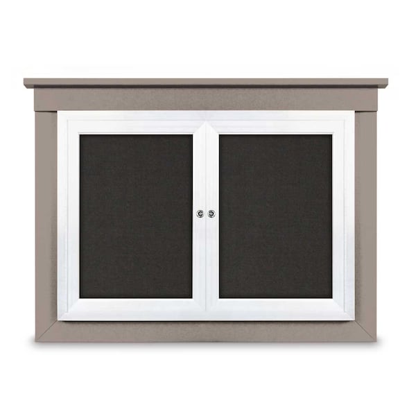 36"x36" 1-Door Enclosed Letterboard, Black Vinyl/Lt Oak